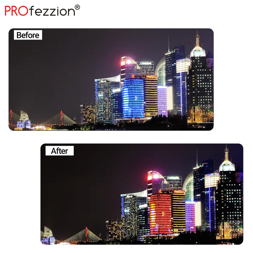 PROfezzion Clear Night Light Pollution Filter 62mm 67mm 72mm 77mm before and after comparison
