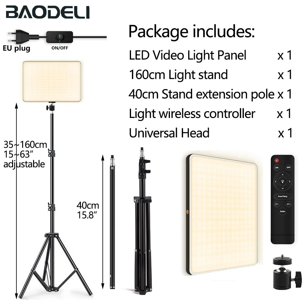 led light panel for photography with portable light stand