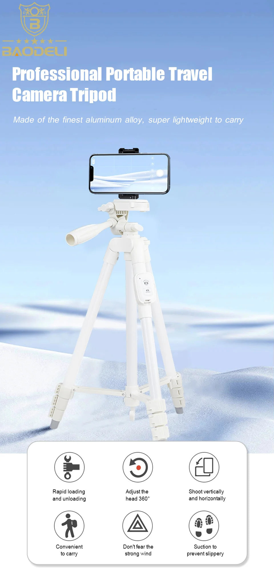 Phone Tripod Stand with Bluetooth Remote Control