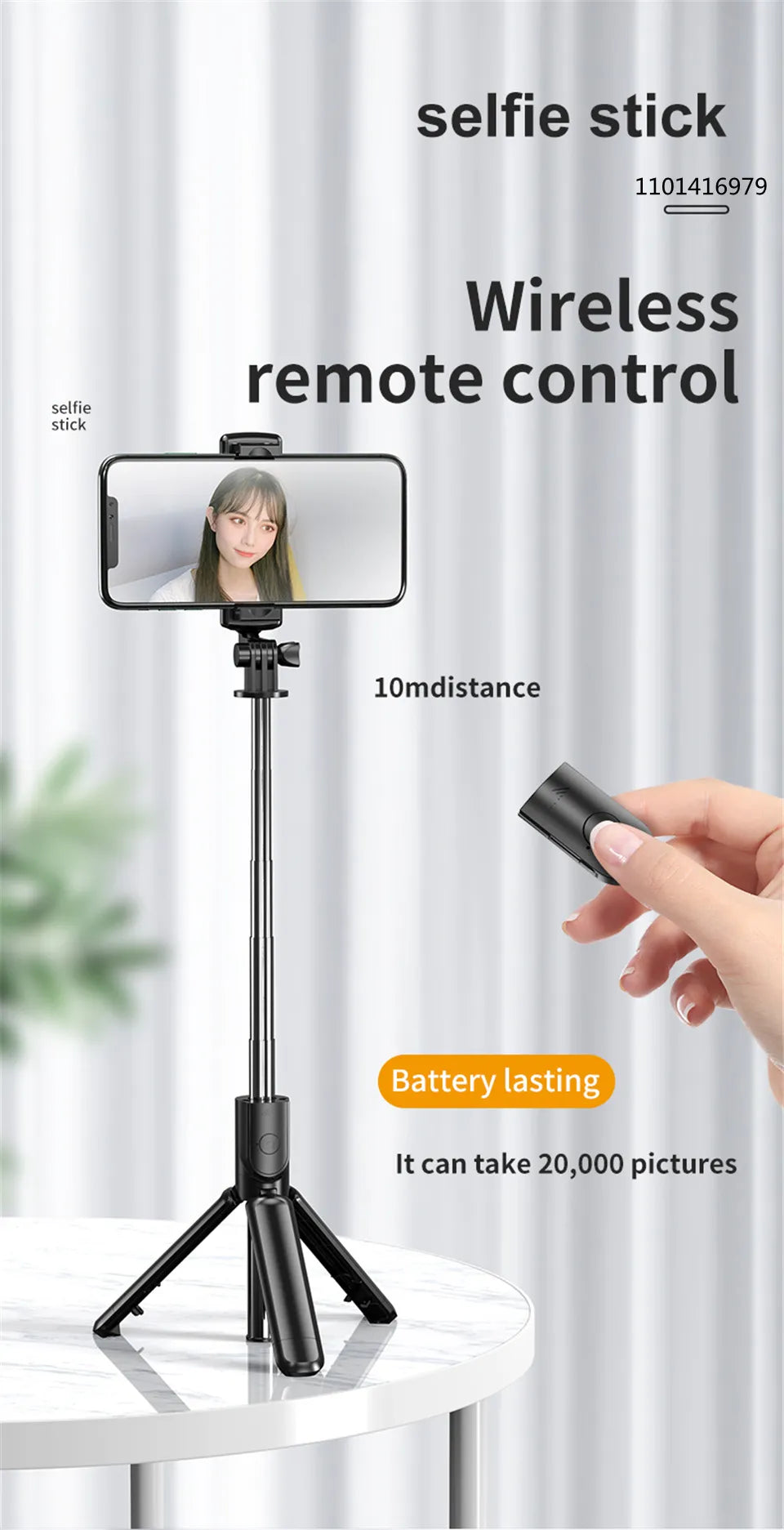 Bluetooth Selfie Stick Tripod with Remote