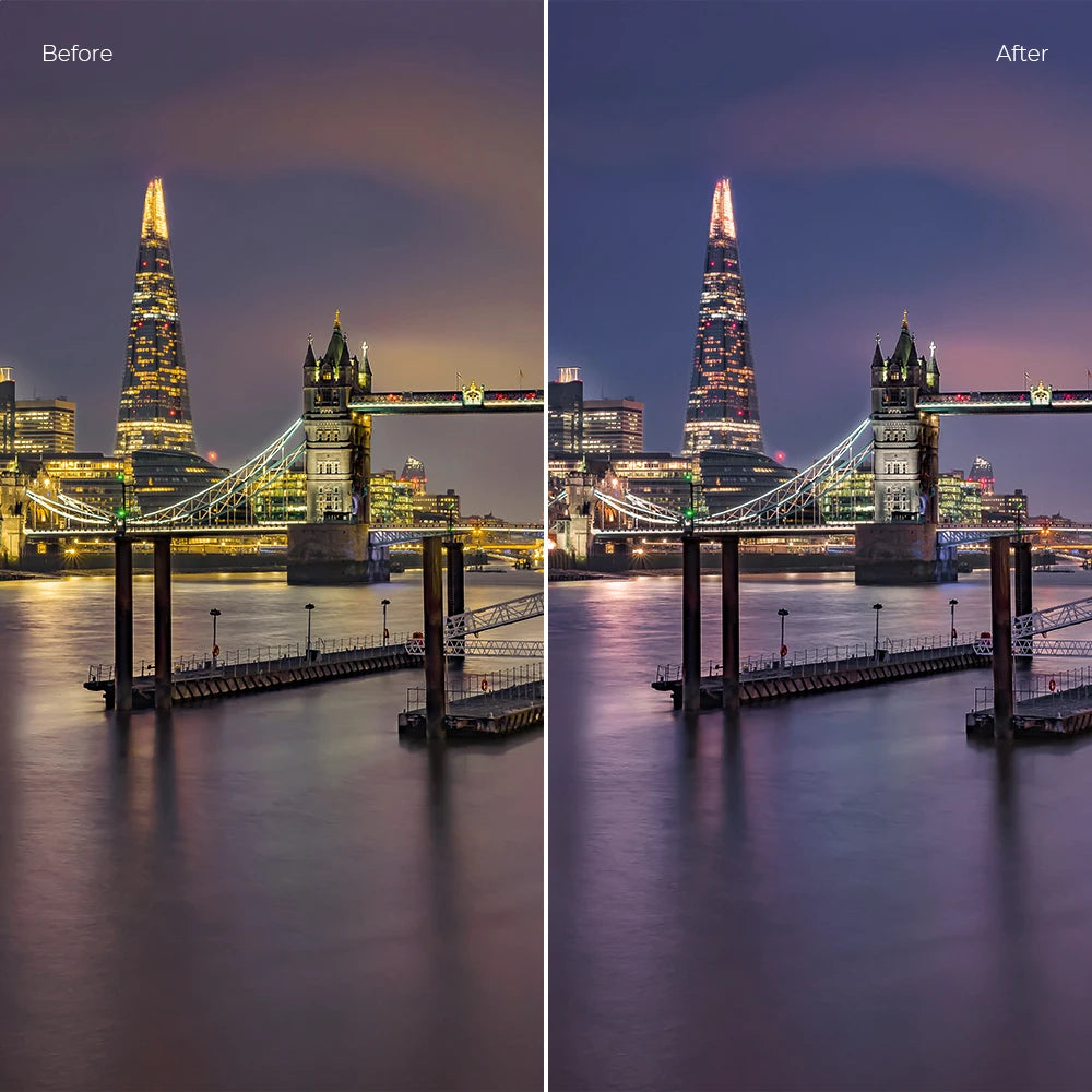 Light Pollution Reduction Filter for Night Sky - K&F Concept 58mm 67mm 77mm 82mm Nano-X Series before and after comparison