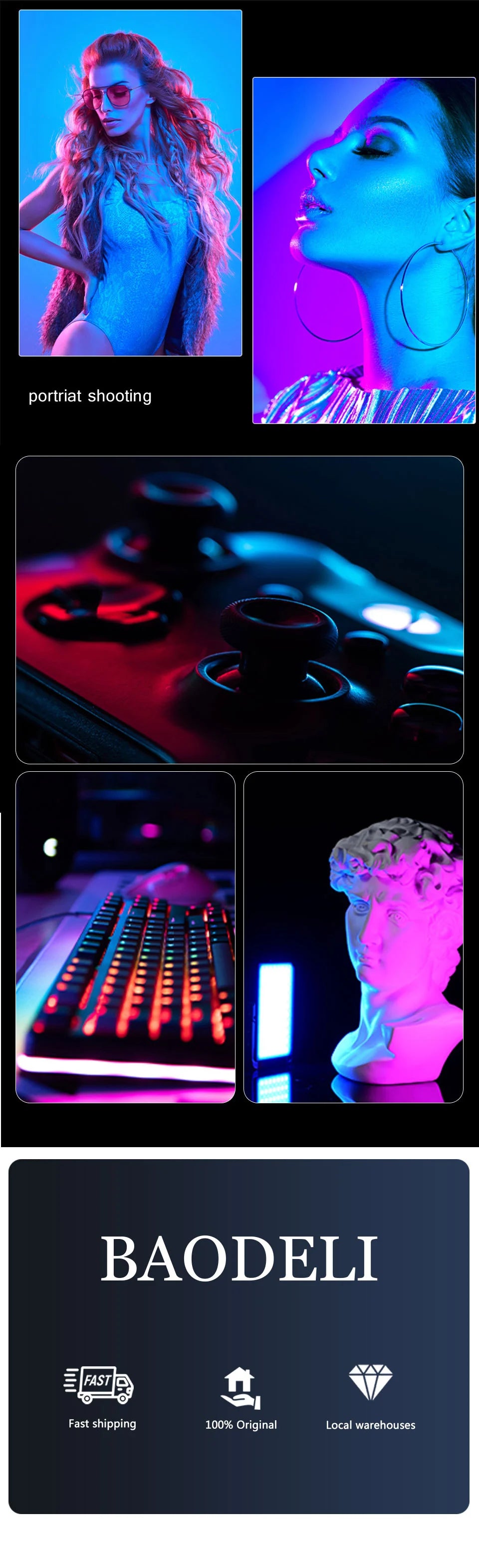 Portable RGB LED Camera Light for Photography