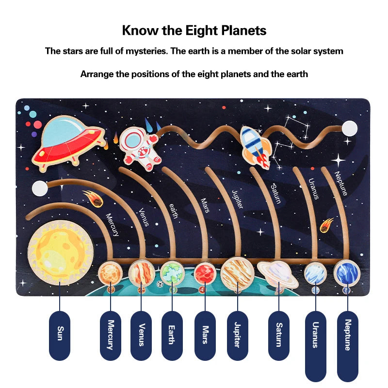 Wooden Solar System Cognitive Game for Kids