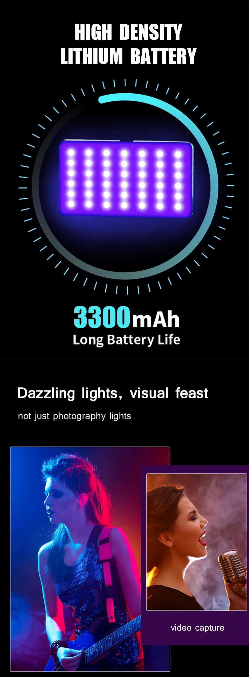 Portable RGB LED Camera Light for Photography