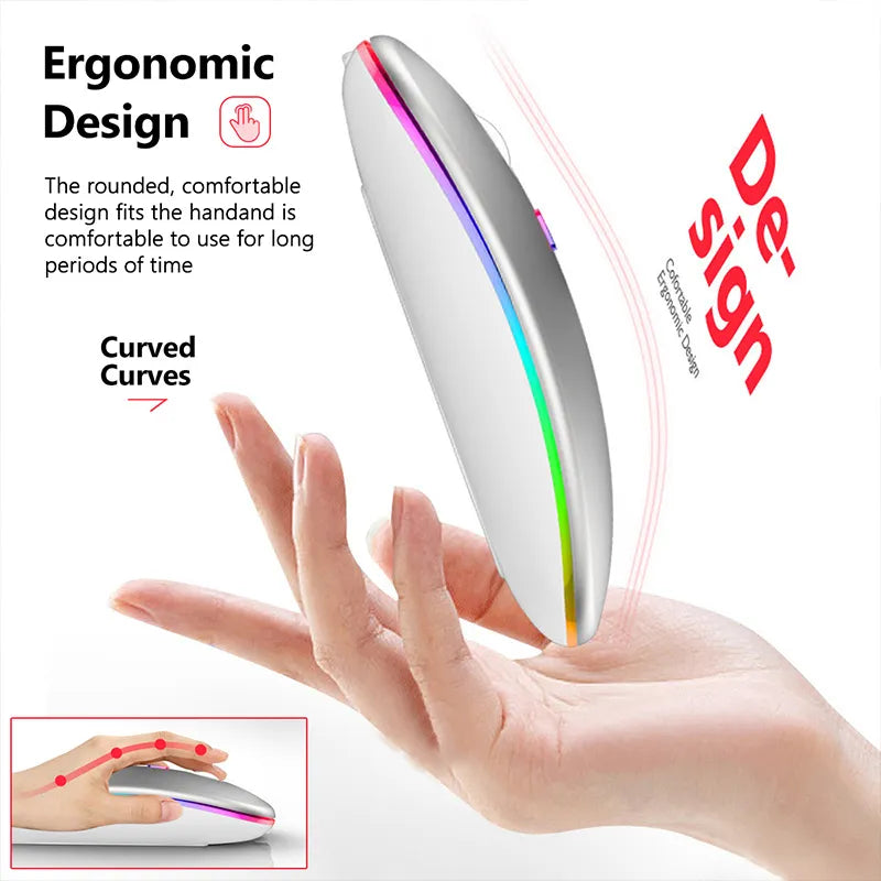 Wireless Bluetooth Mouse For Laptop PC Ergonomic Design