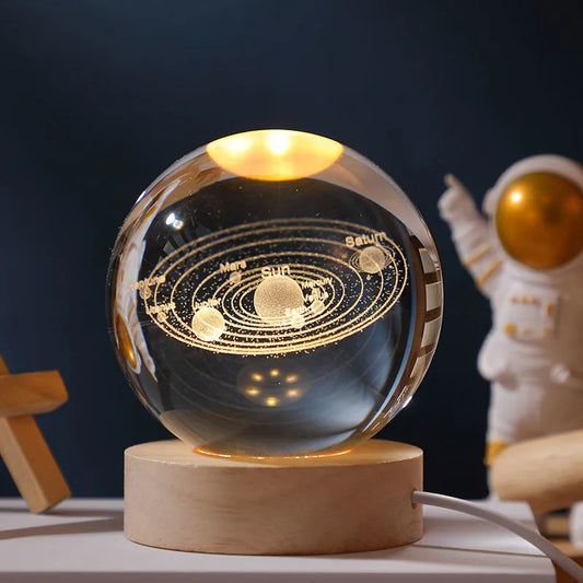 3D Galaxy Crystal Ball Night Light Decor Lamp