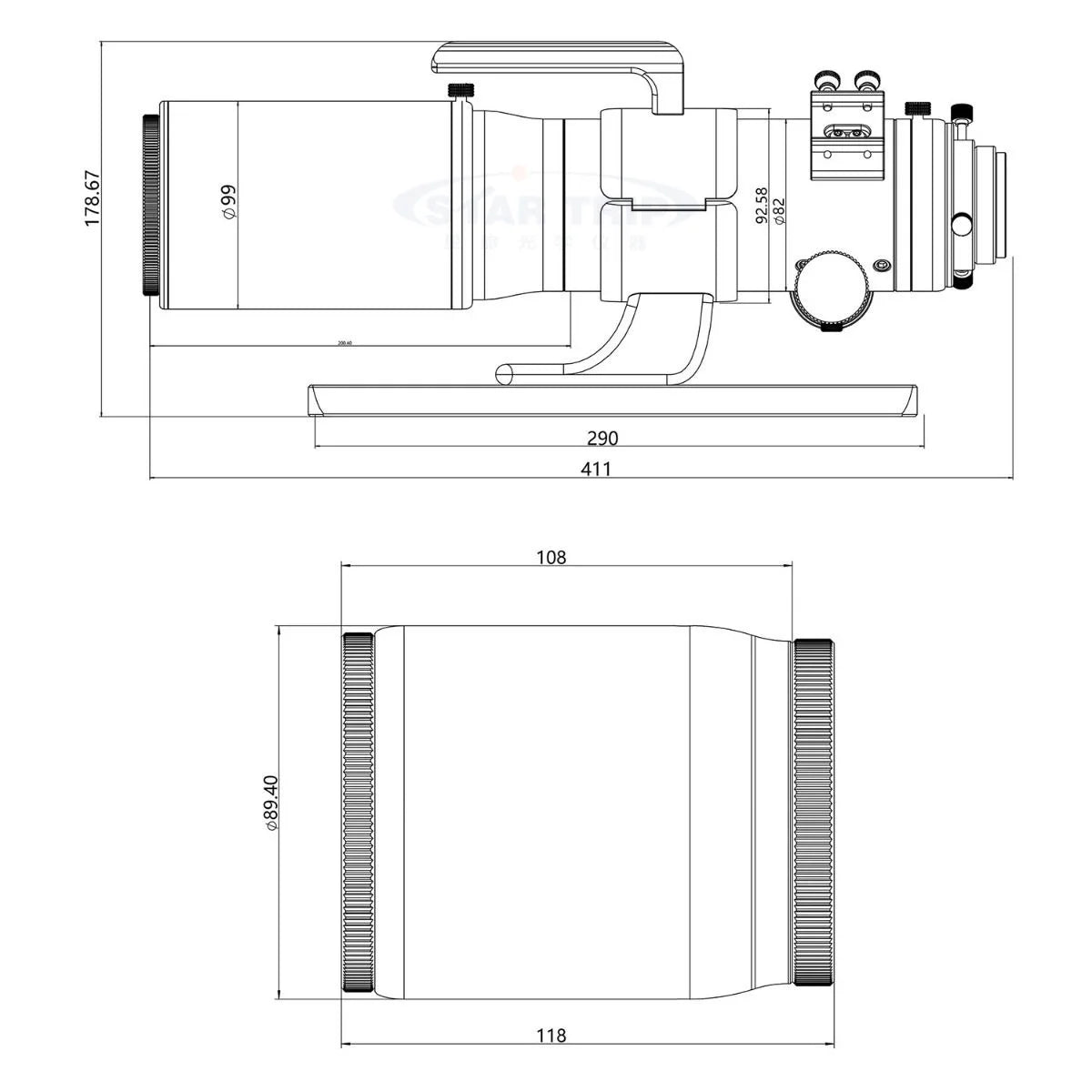 Askar V 60mm / 80mm Triplet Modular Apo Refractor Telescope Diagram