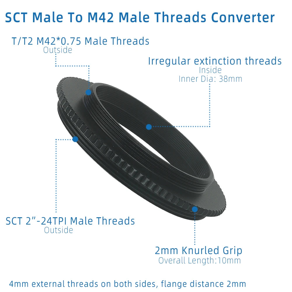 SCT Male to M42 Male Threads T-Ring Adapter