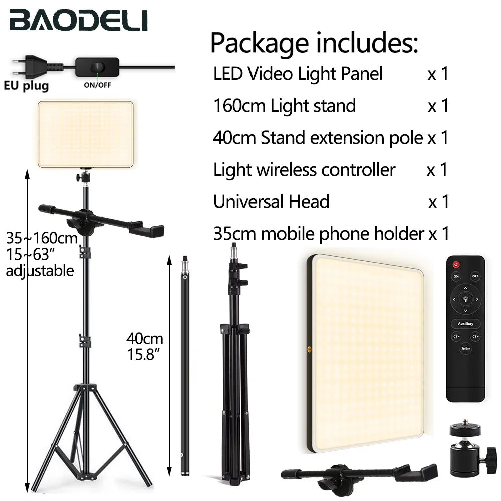 led light panel for photography with portable light stand listing