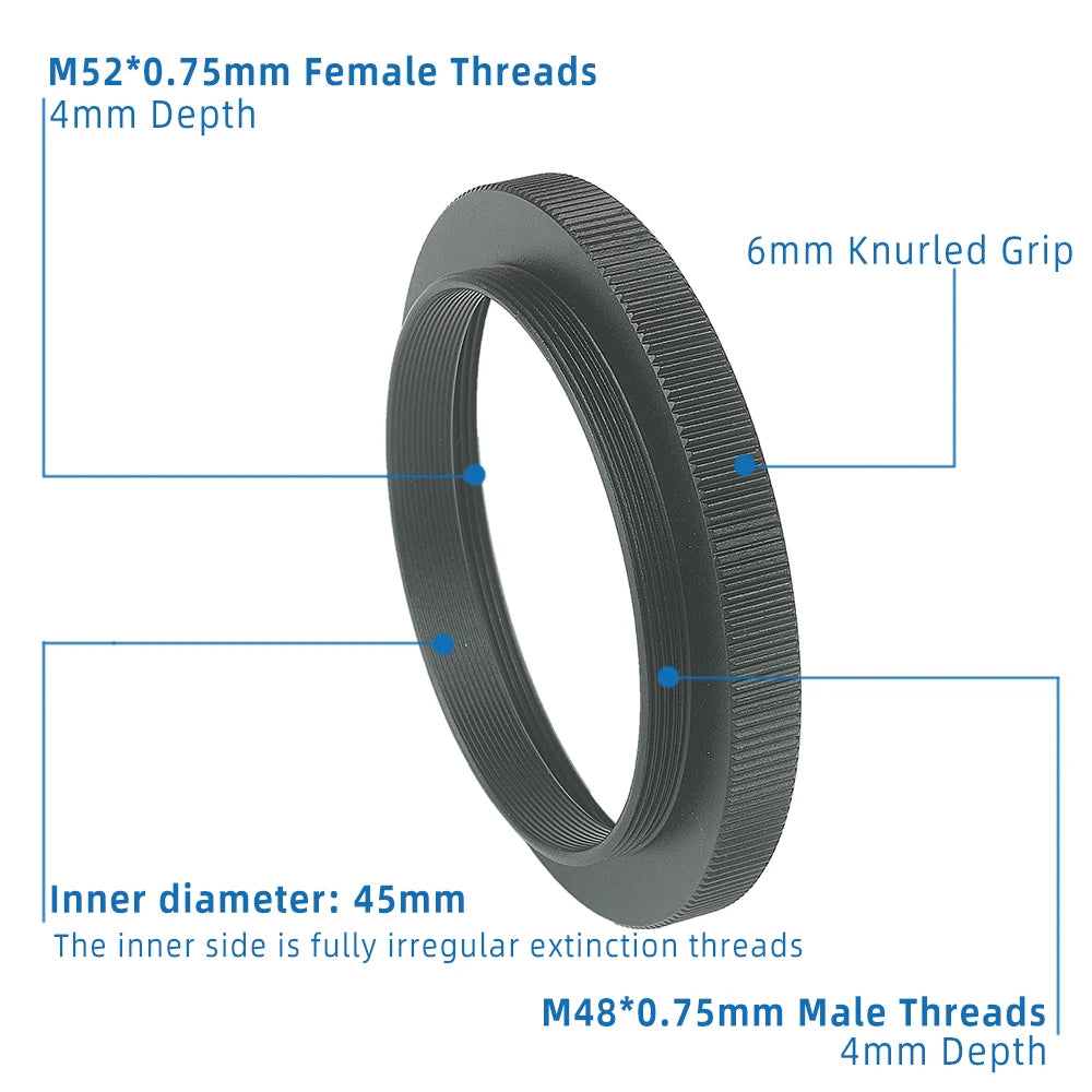 M48 Male to M52 Female Threads T-Ring Adapter