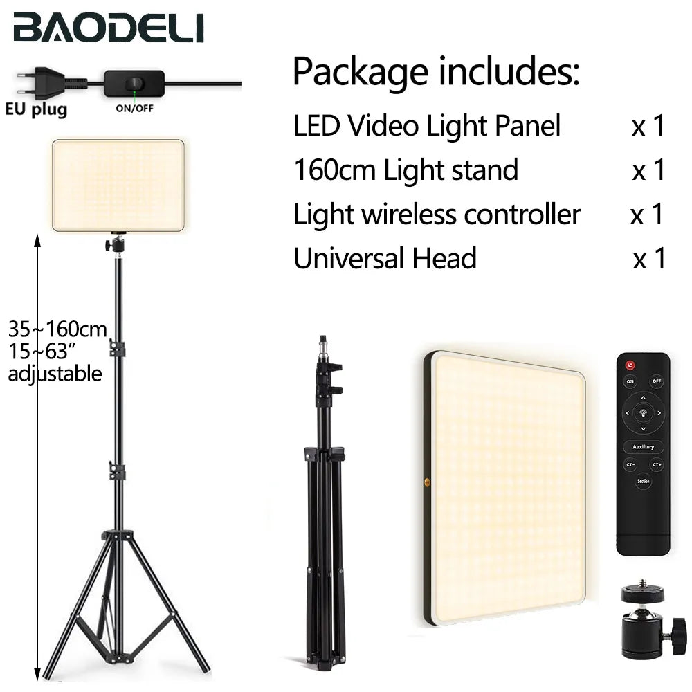 led light panel for photography with portable light stand