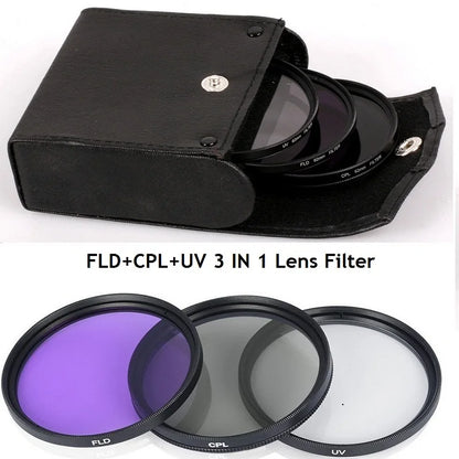 UV-CPL-FLD 3 in 1 Lens Filter Set 49MM 52MM 55MM 58MM 62MM 67MM 72MM 77MM bag