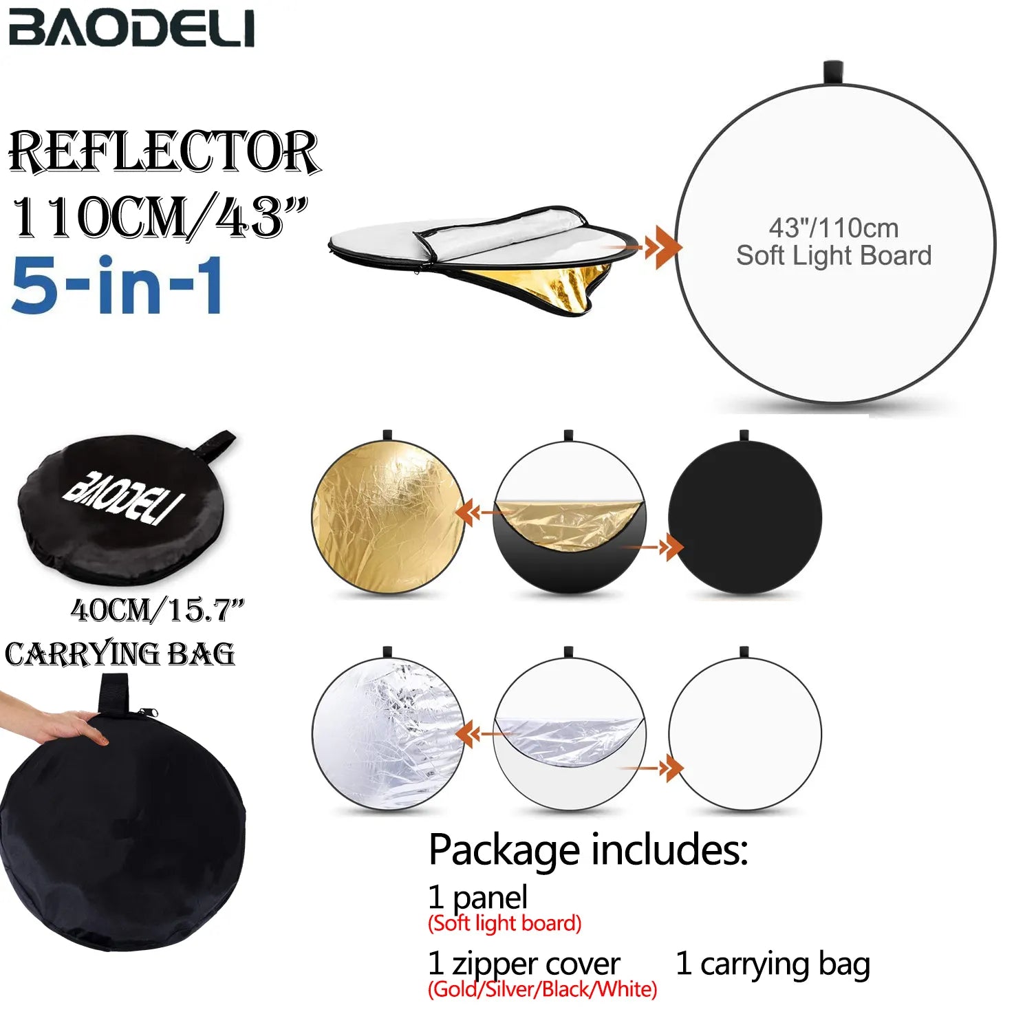 light multi collapsible reflector for photography