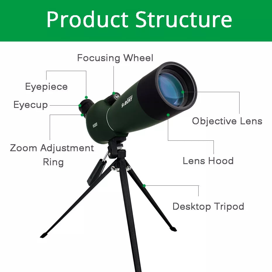 Svbony 25-75x70 Spotting Scope SV28   Product Structure Review