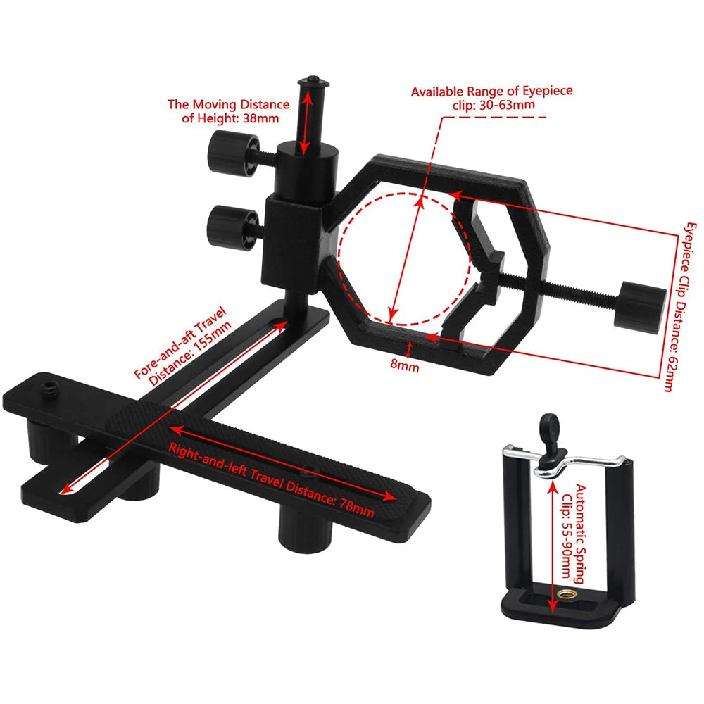 Multi-use Photography Adapter for Telescope / Binocular - Connect Camera or Smartphone