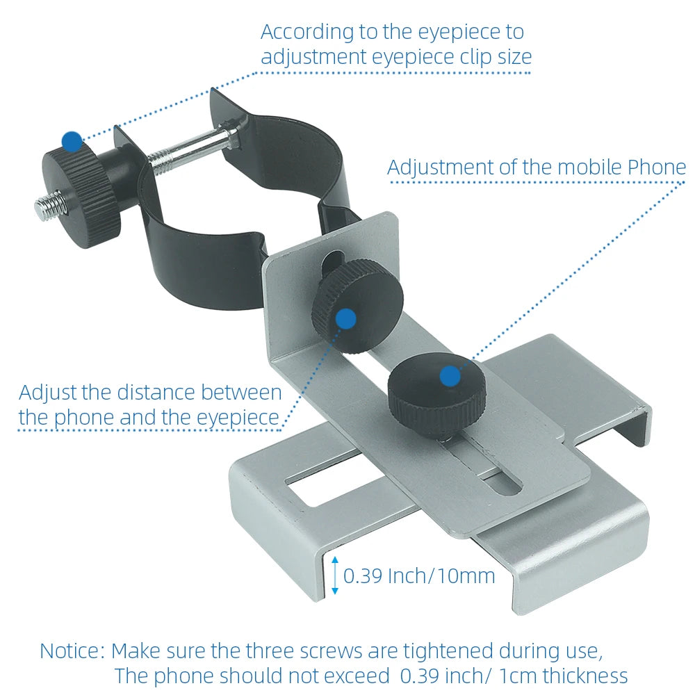 Metal Smartphone Adapter for Telescopes and Microscopes