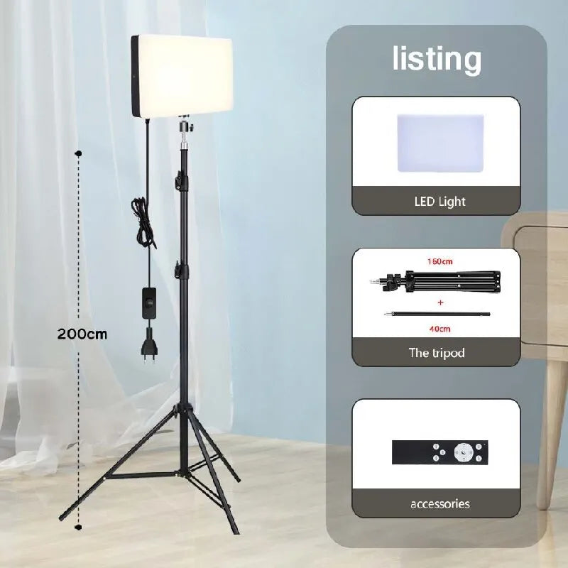 led light panel for photography with portable light stand