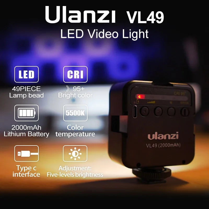 Ulanzi VL49 LED Video Light Rechargeable