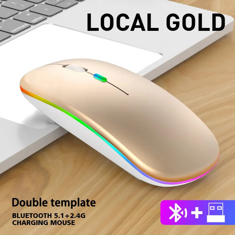 Wireless Bluetooth Mouse For Laptop PC Desktop Computer Gold