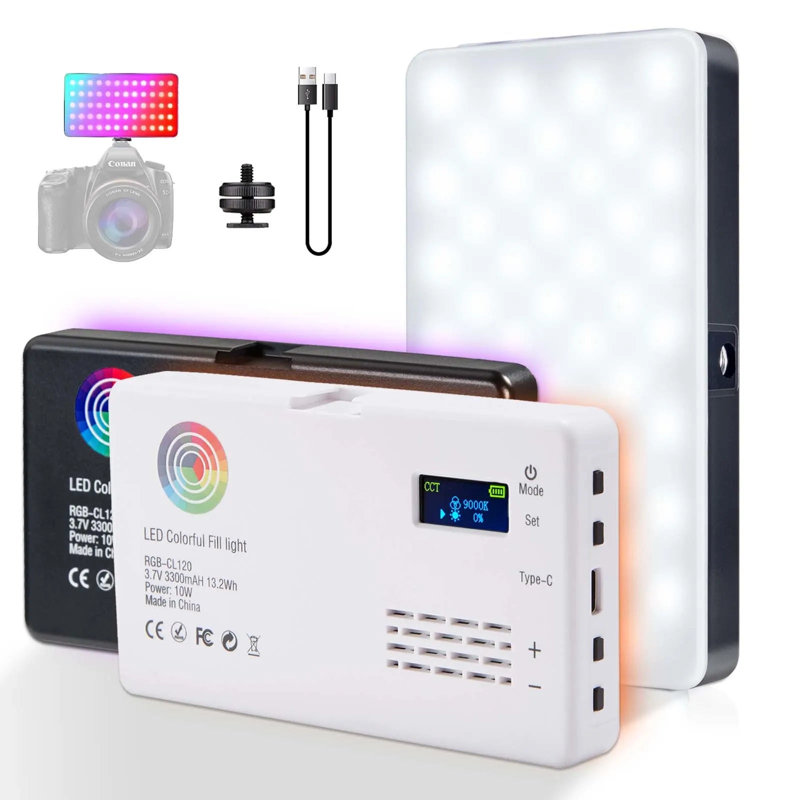 Portable RGB LED Camera Light for Photography