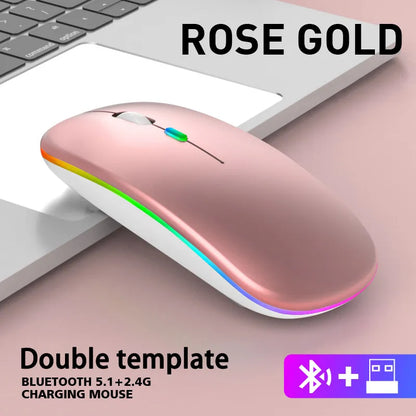 Wireless Bluetooth Mouse For Laptop PC Desktop Computer Rose Gold