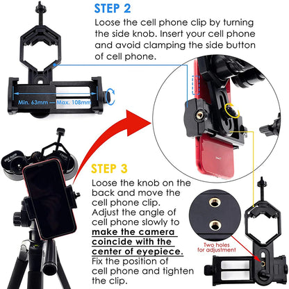 Universal Smartphone Photography Adapter 22-45mm for Telescope, Binoculars, Microscope