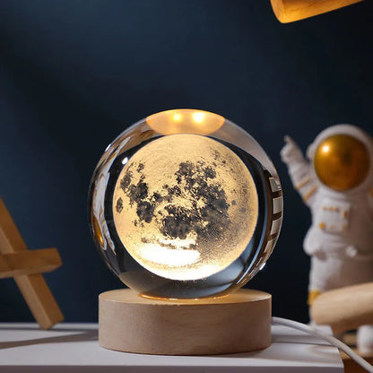 3D Galaxy Crystal Ball Night Light Decor Lamp