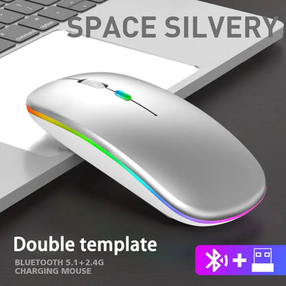 Wireless Bluetooth Mouse For Laptop PC Desktop Computer Space Silver
