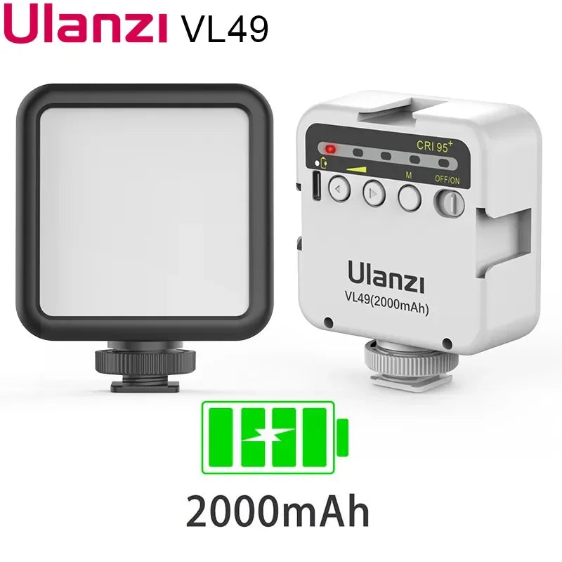 ULANZI VL49 Pro RGB Videolamp – 2500mAh, 360° Kleur, 20 Effecten, Magnetisch, CRI 95+ – Voor Foto En Video