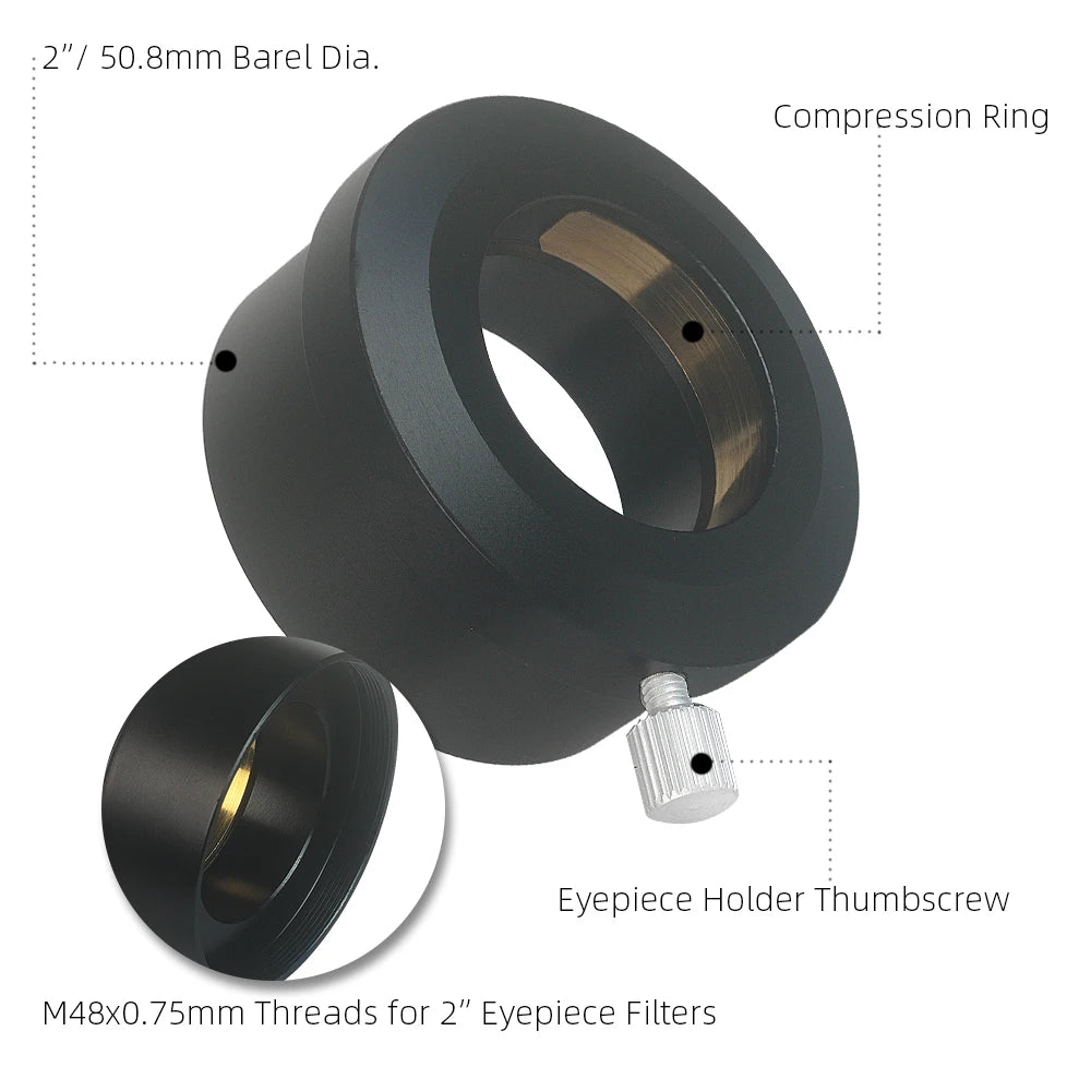 2 to 1.25 Inch Telescope Eyepiece Mount Adapter