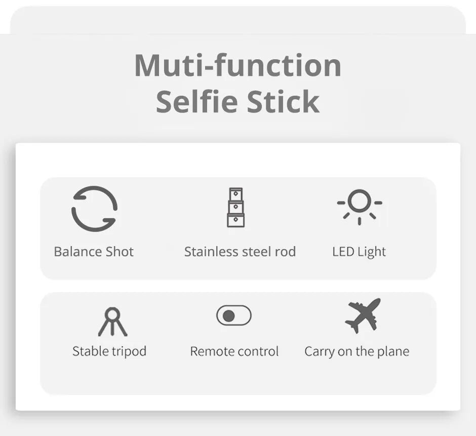 Selfie Stick Tripod with Wireless Bluetooth Remote