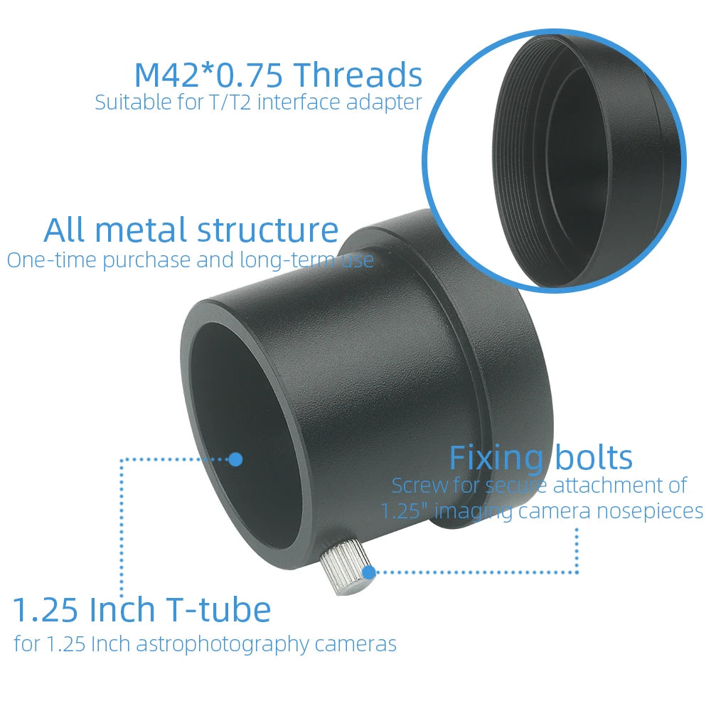 M42 to 1.25 Inch Visual Back T-Tube Adapter