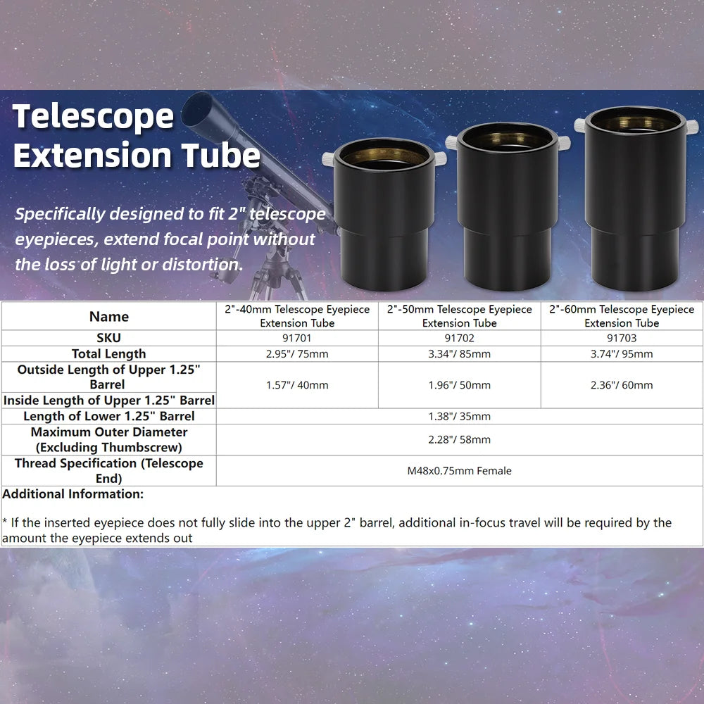 2 Inch Eyepiece Extension Tube