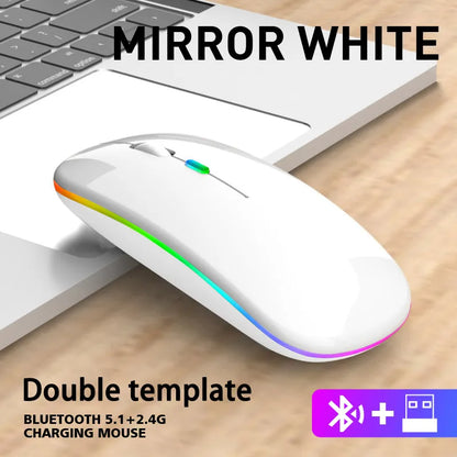 Wireless Bluetooth Mouse For Laptop PC Desktop Computer Mirror White