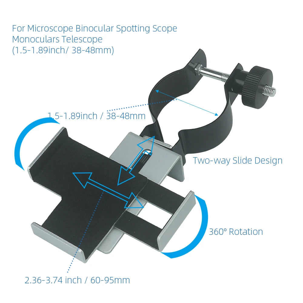 Metal Smartphone Adapter for Telescopes and Microscopes